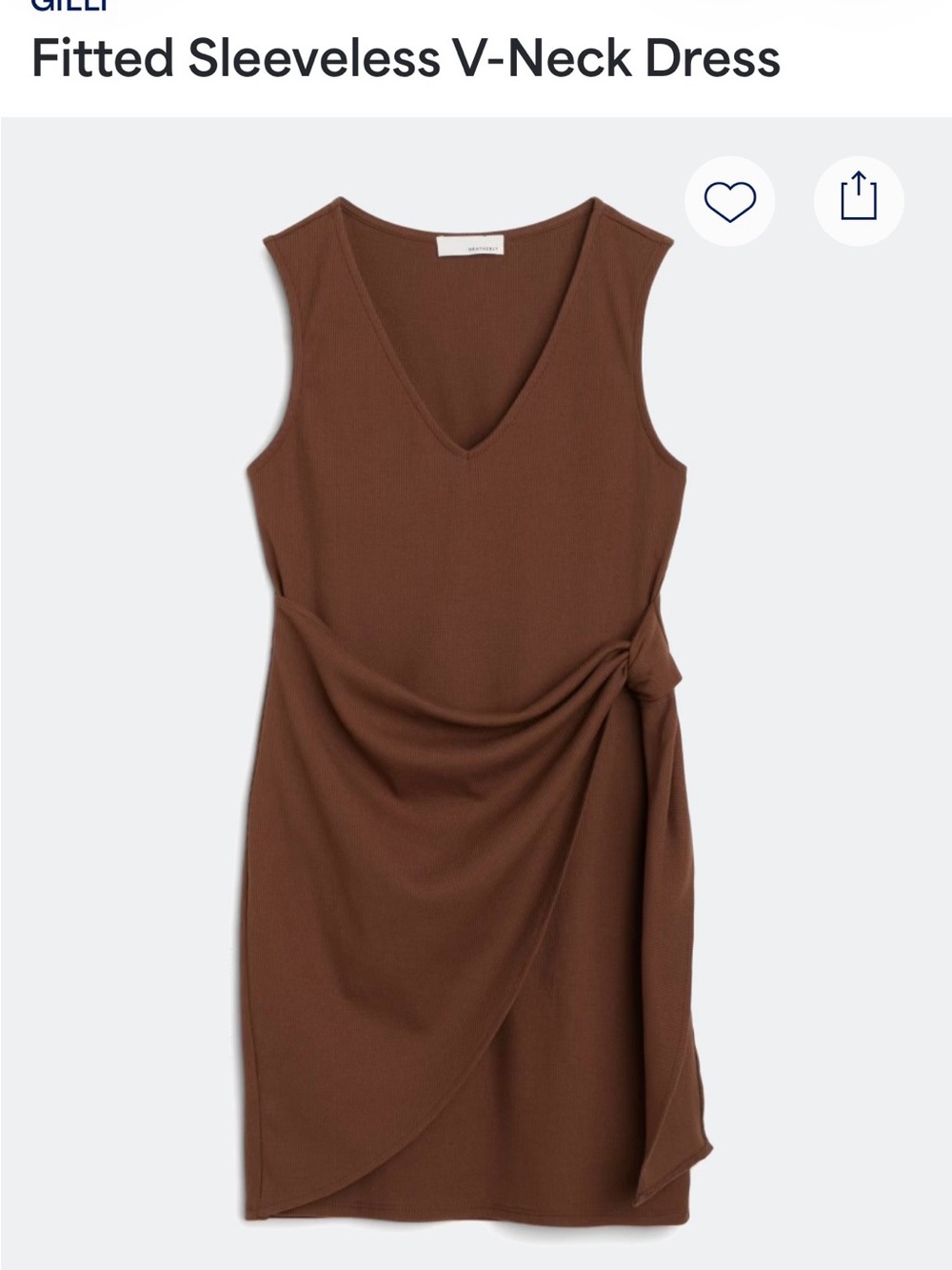 Gilli Fitted Ribbed Sleeveless V-Neck Dress - Brown